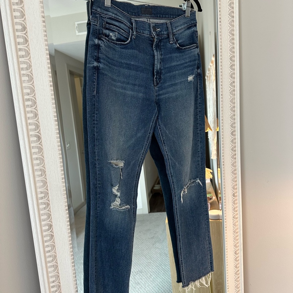 MOTHER Denim Mid Rise Dazzler Ankle Fray - Weekend Warrior